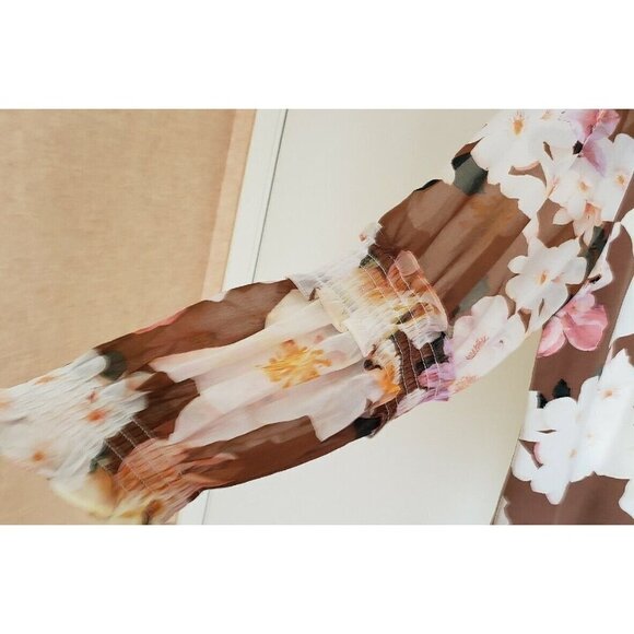 NWT CALVIN KLEIN LONG SHEER SLEEVE BLOUSE MULTICOLOR SZ M - Picture 3 of 6